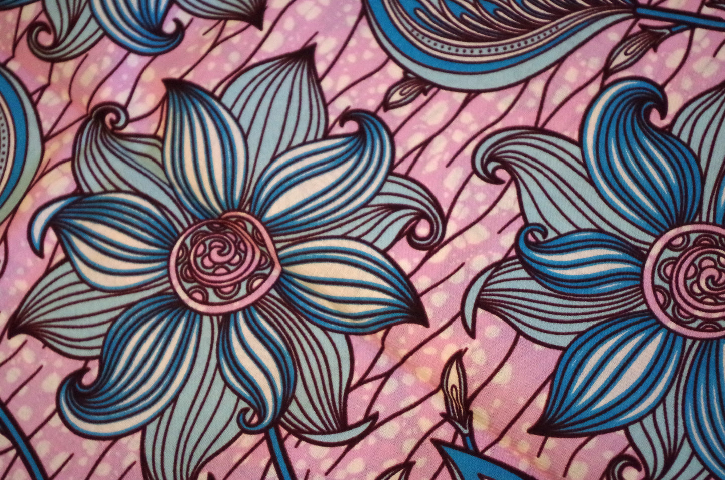 Vibrant Ankara Wax Print - Blue and Pink Pastel Flowers