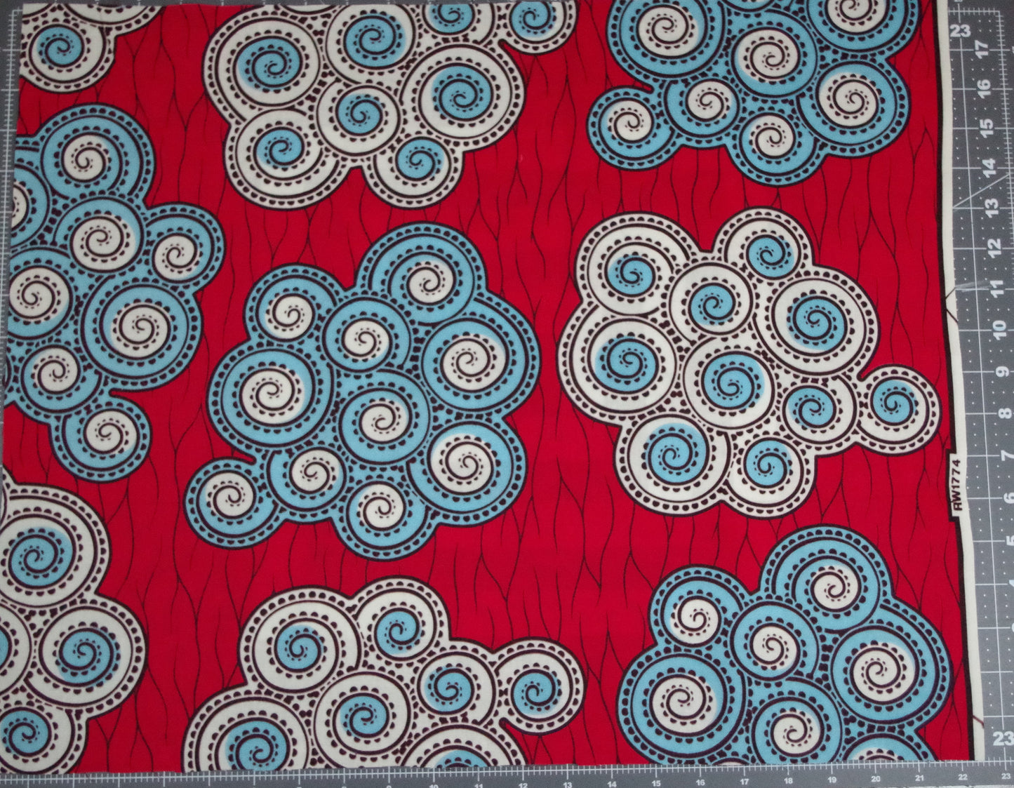 Vibrant Ankara Wax Print - Red Clouds
