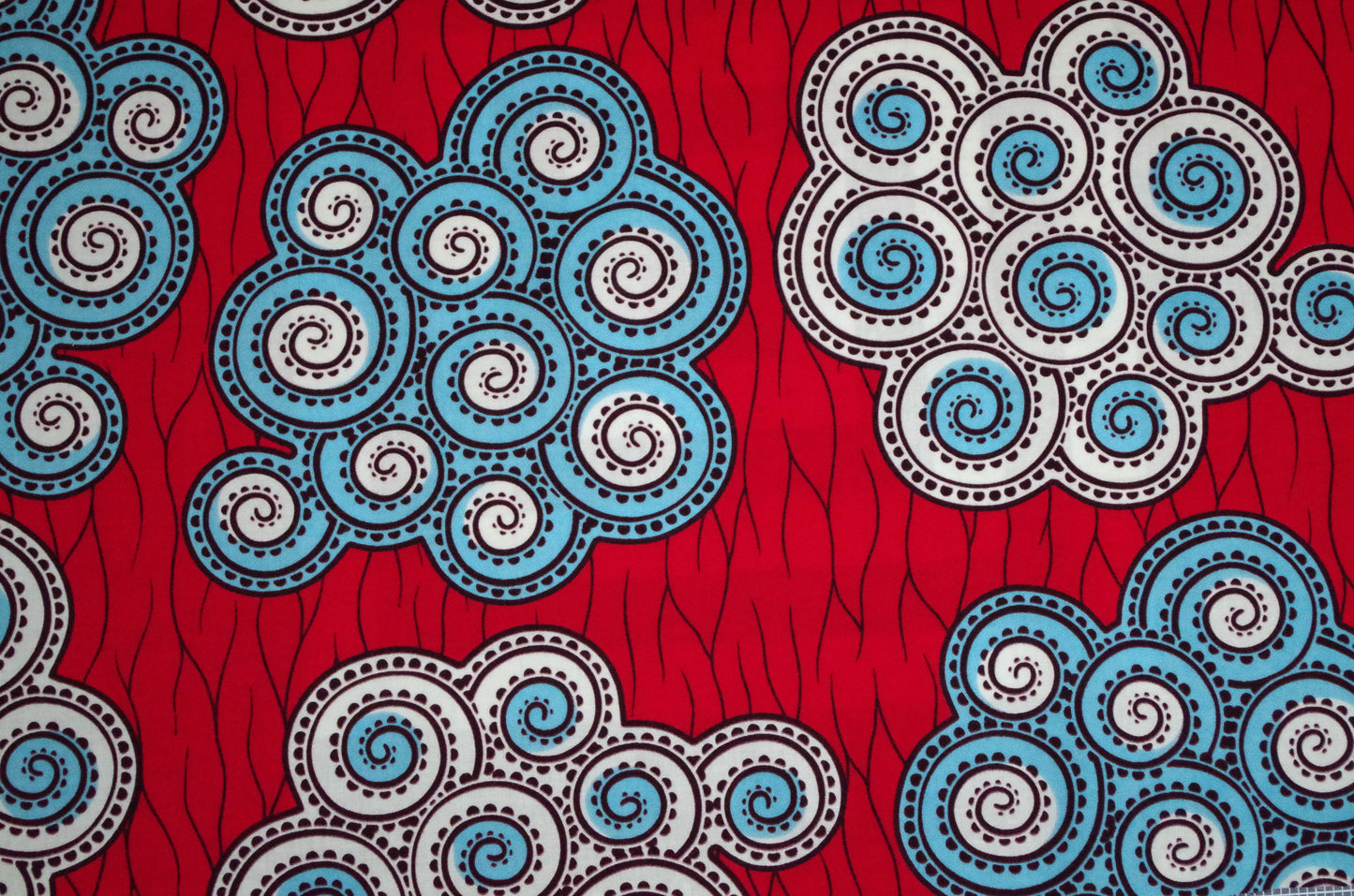 Vibrant Ankara Wax Print - Red Clouds
