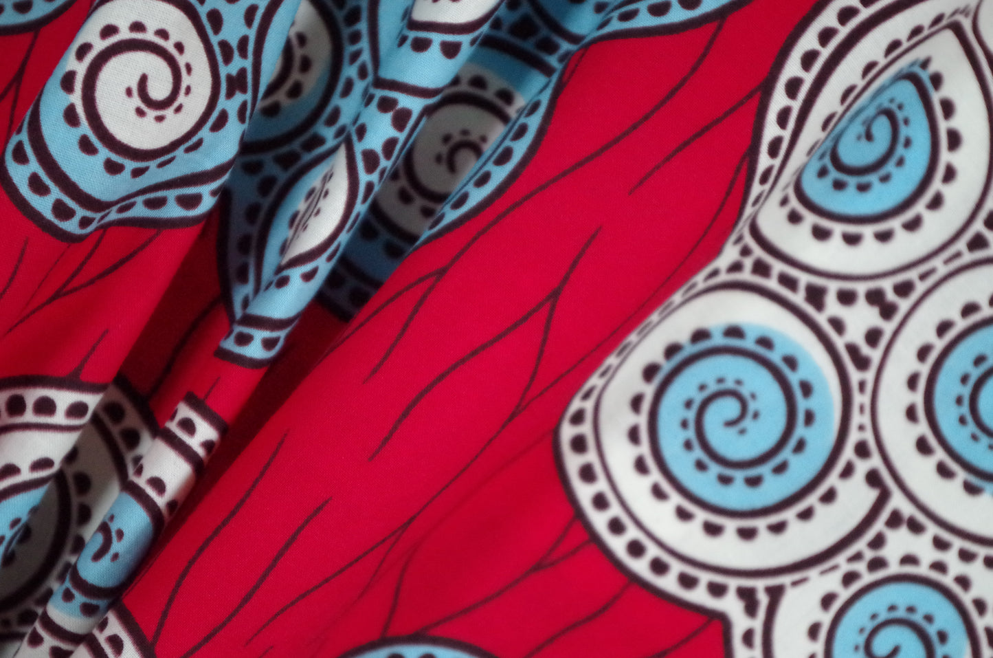 Vibrant Ankara Wax Print - Red Clouds