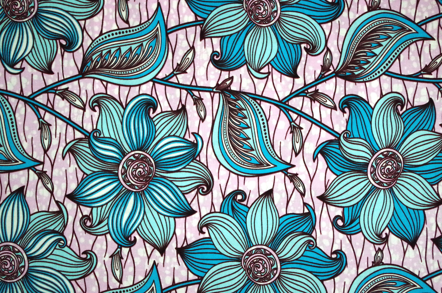 Vibrant Ankara Wax Print - Blue and Pink Pastel Flowers
