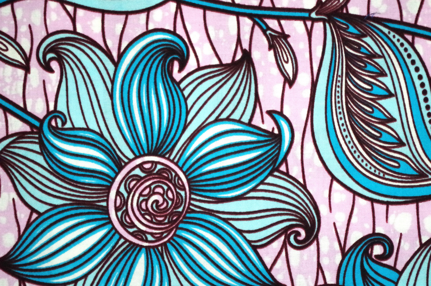 Vibrant Ankara Wax Print - Blue and Pink Pastel Flowers