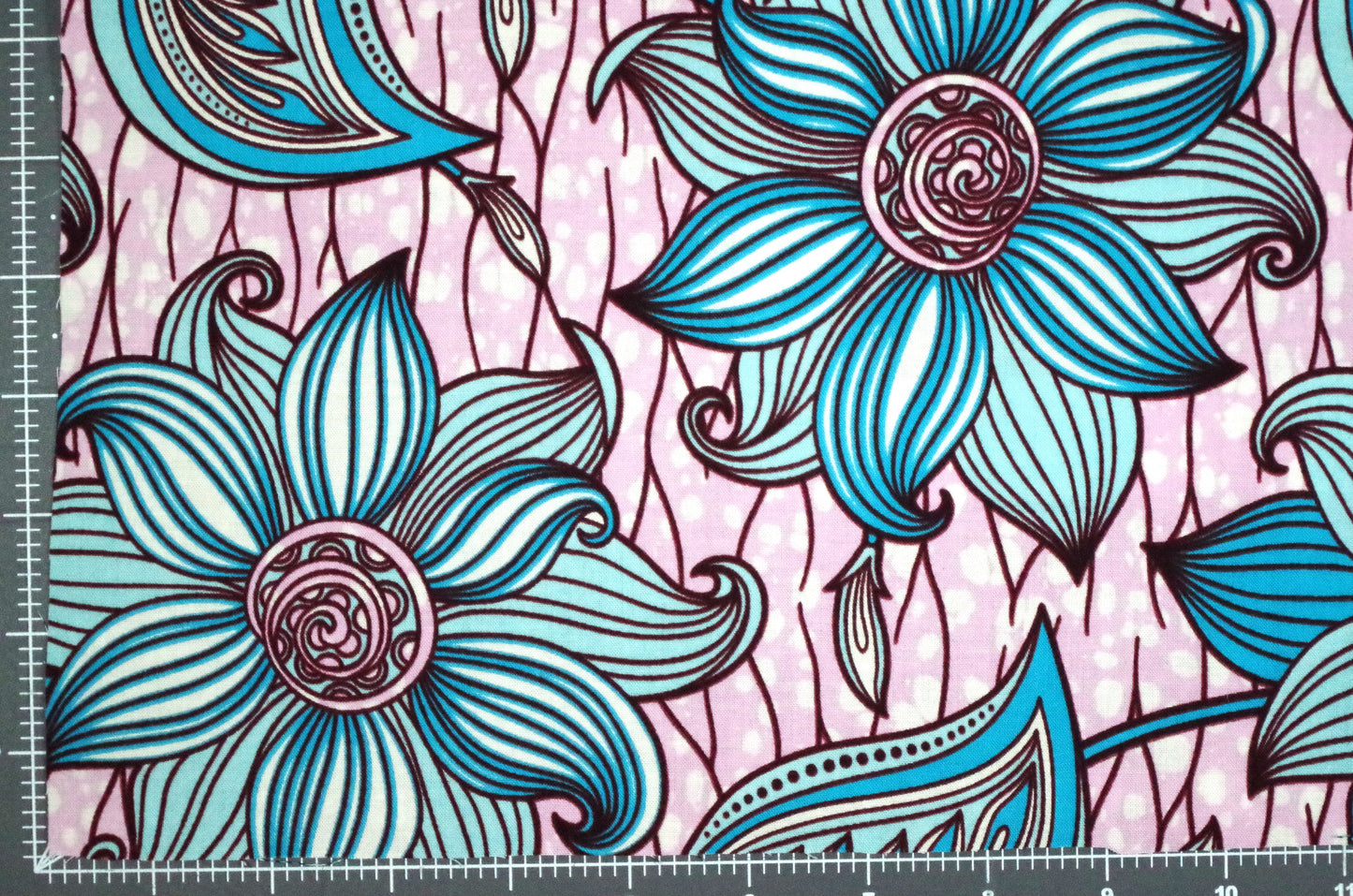 Vibrant Ankara Wax Print - Blue and Pink Pastel Flowers