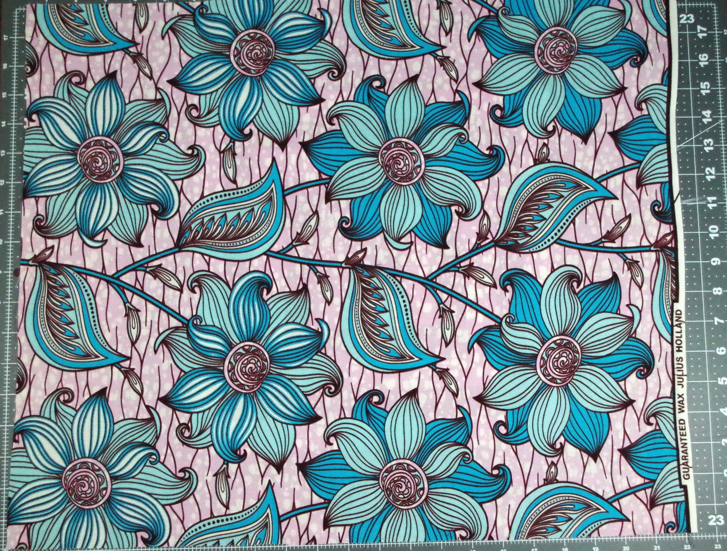 Vibrant Ankara Wax Print - Blue and Pink Pastel Flowers