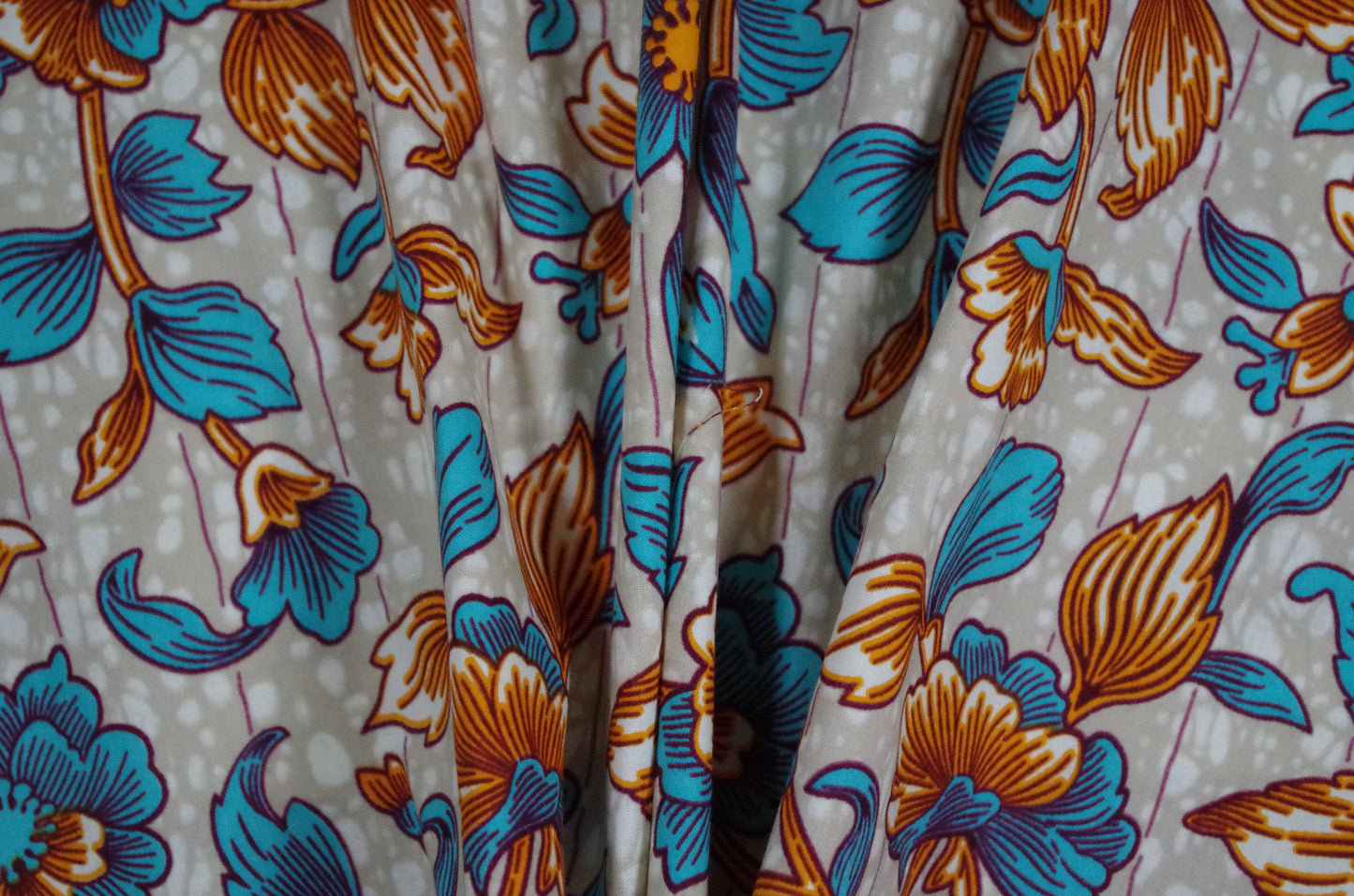 Vibrant Ankara Wax Print - Blue & Orange Paisley