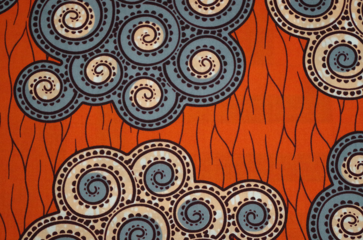 Vibrant Ankara Wax Print - Orange Cloud