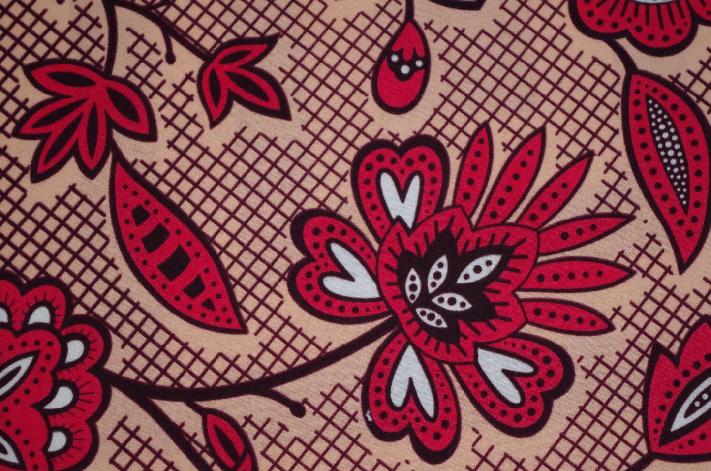Vibrant Ankara Wax Print - Red Vines