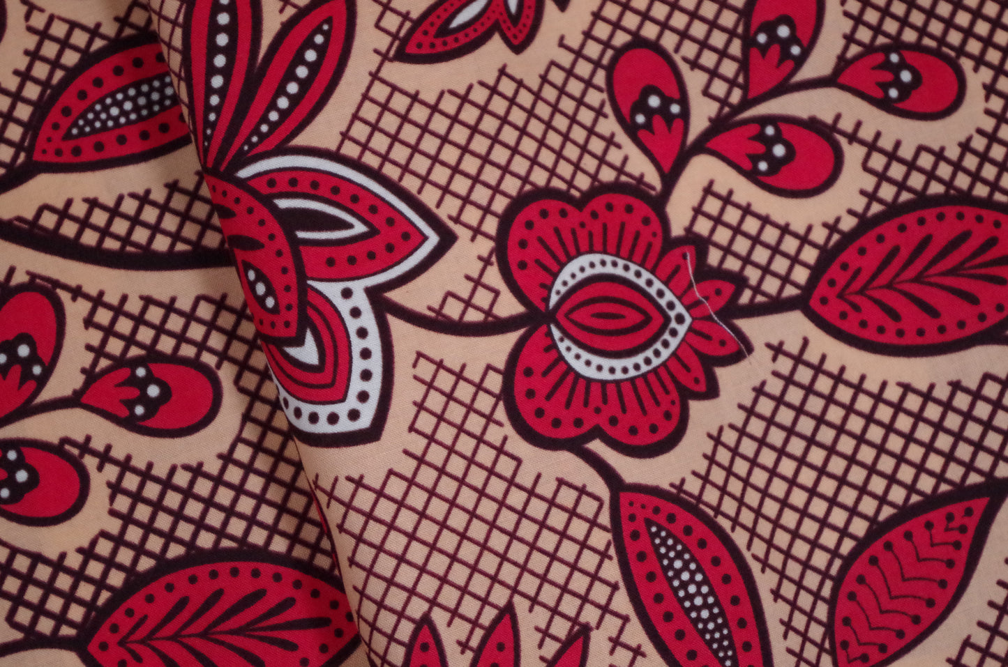 Vibrant Ankara Wax Print - Red Vines