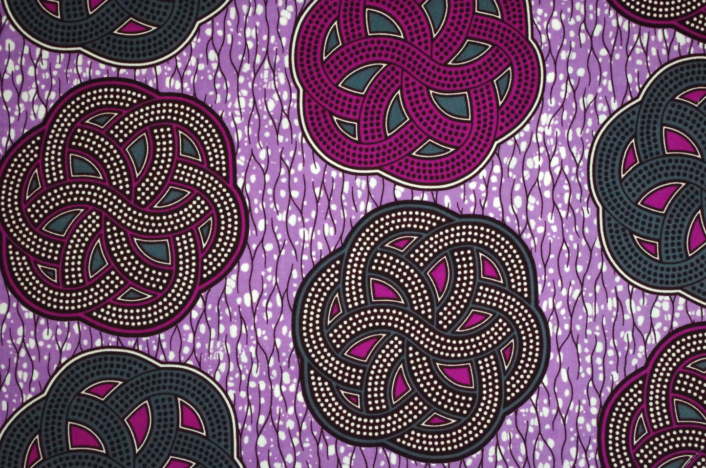 Vibrant Ankara Wax Print - Purple Medallions