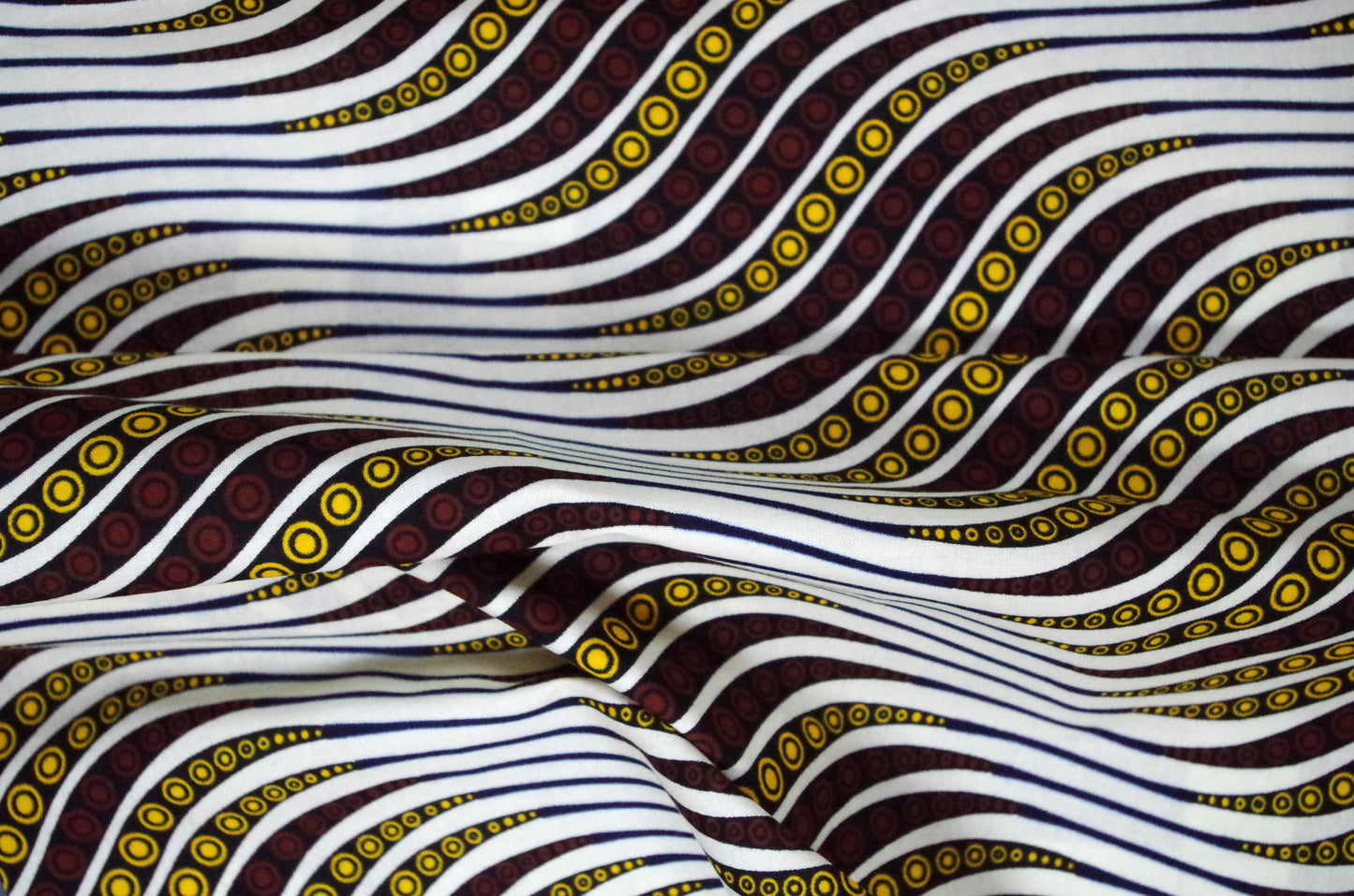 Vibrant Ankara Wax Print - Mini Beige Waves