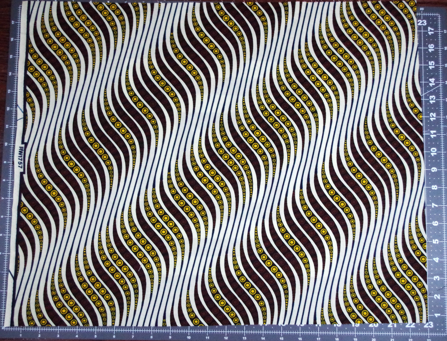 Vibrant Ankara Wax Print - Mini Beige Waves