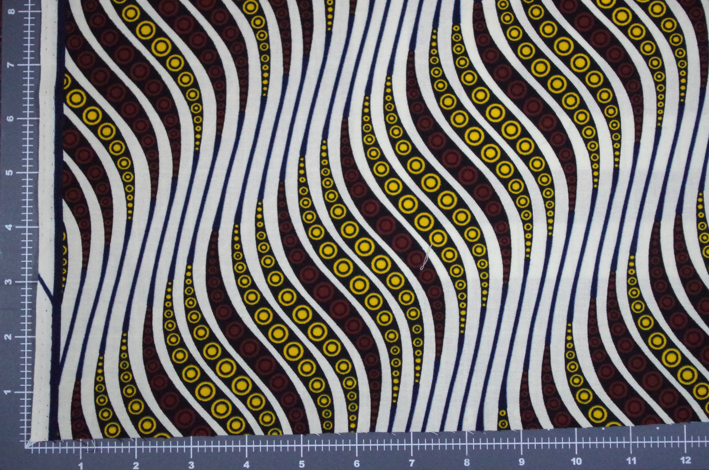 Vibrant Ankara Wax Print - Mini Beige Waves