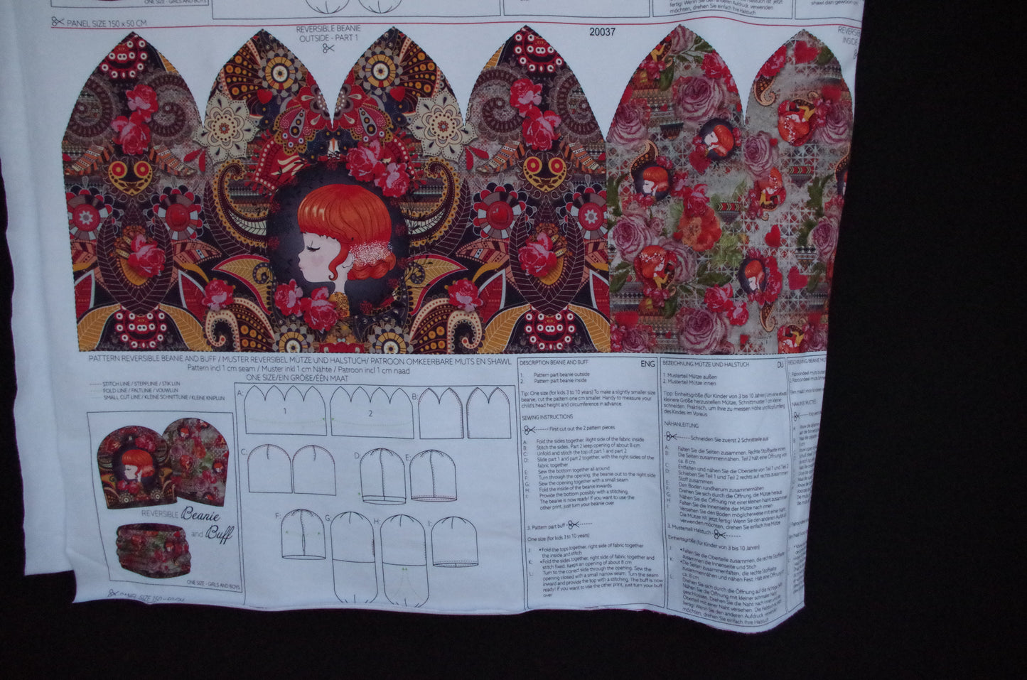 Beanie and Buff - Stenzo 100% Cotton Oeko-Tex Fabric Panel - 24" x 118"