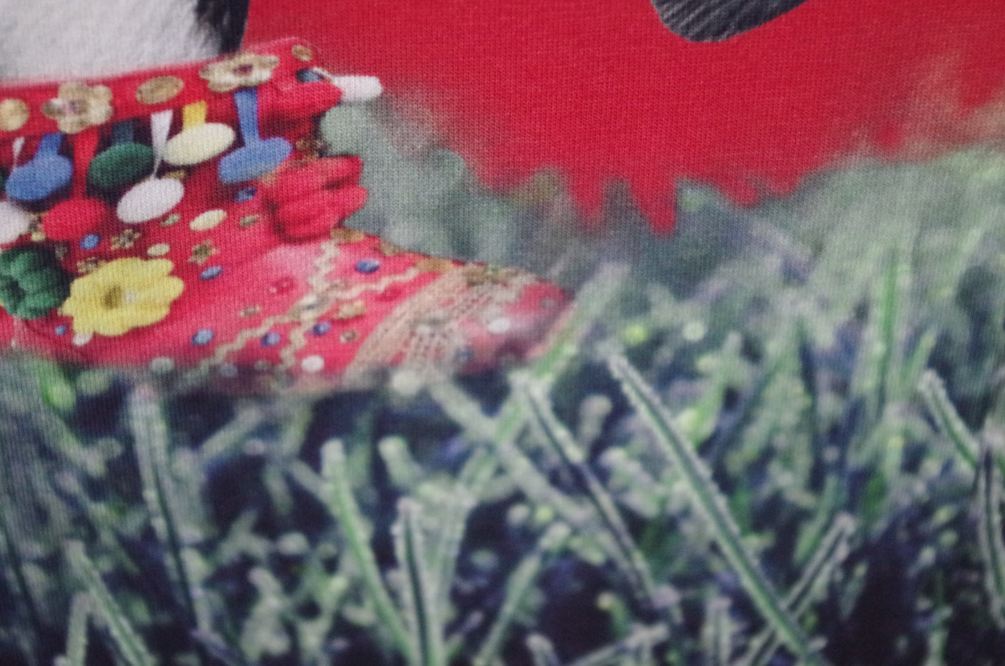 Stenzo 100% Cotton Oeko-Tex Fabric Panel - Sherpa Penguin on Red Background - 60" x 47"