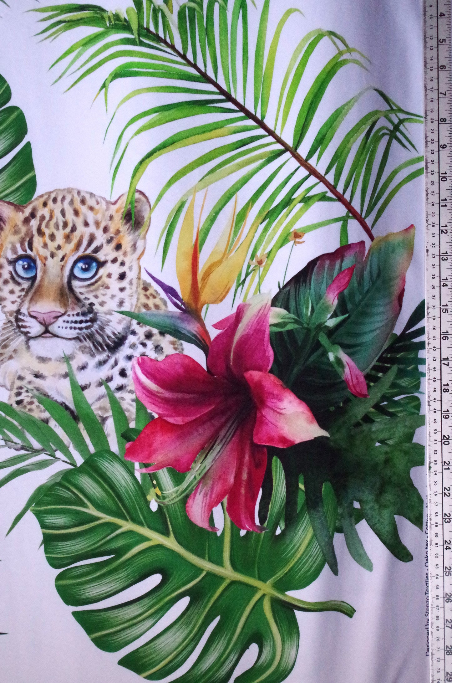 Stenzo 100% Cotton Oeko-Tex Fabric Panel - Cheetah and Zebra on White Background - 60" x 47"