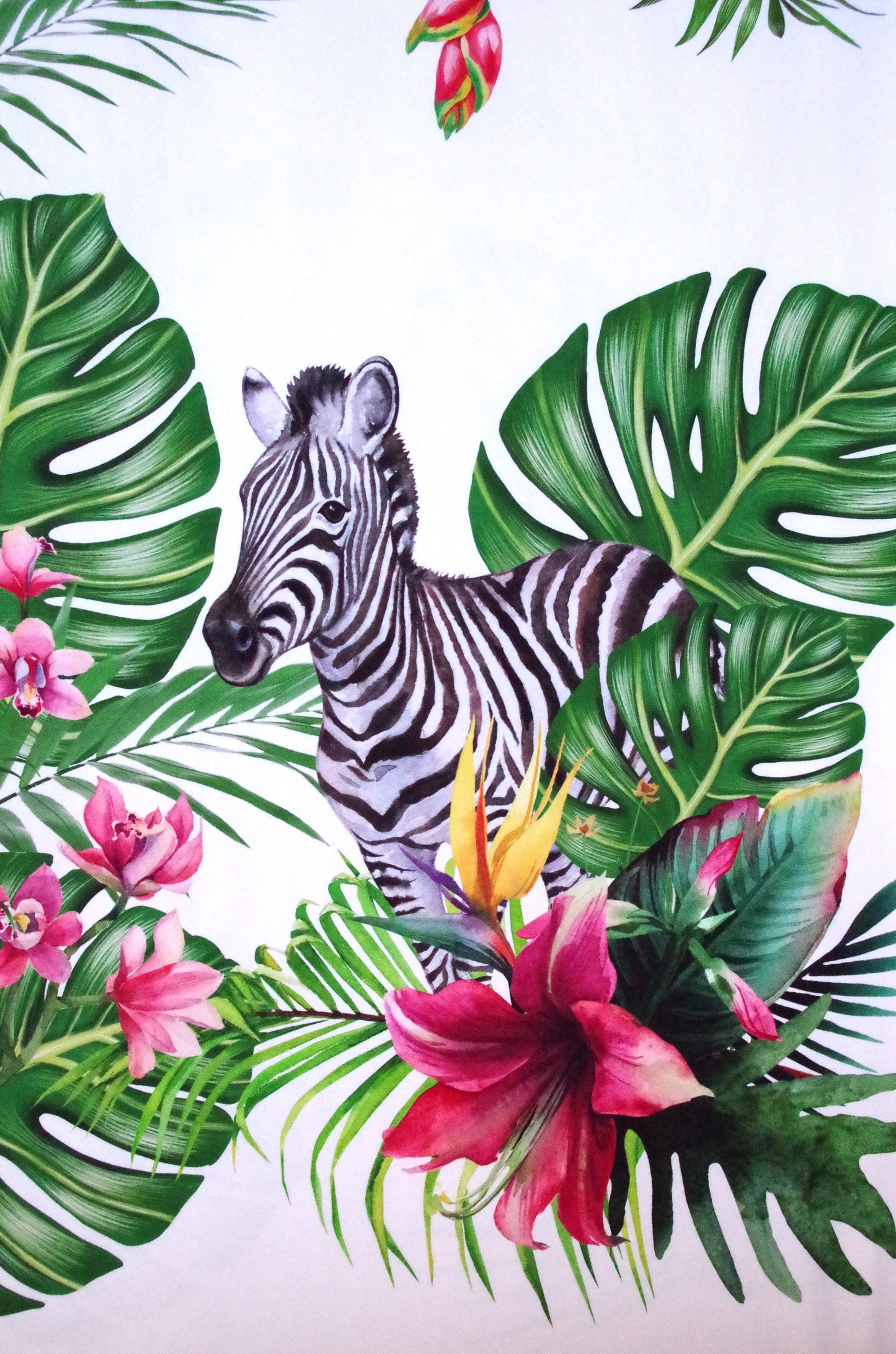 Stenzo 100% Cotton Oeko-Tex Fabric Panel - Cheetah and Zebra on White Background - 60" x 47"