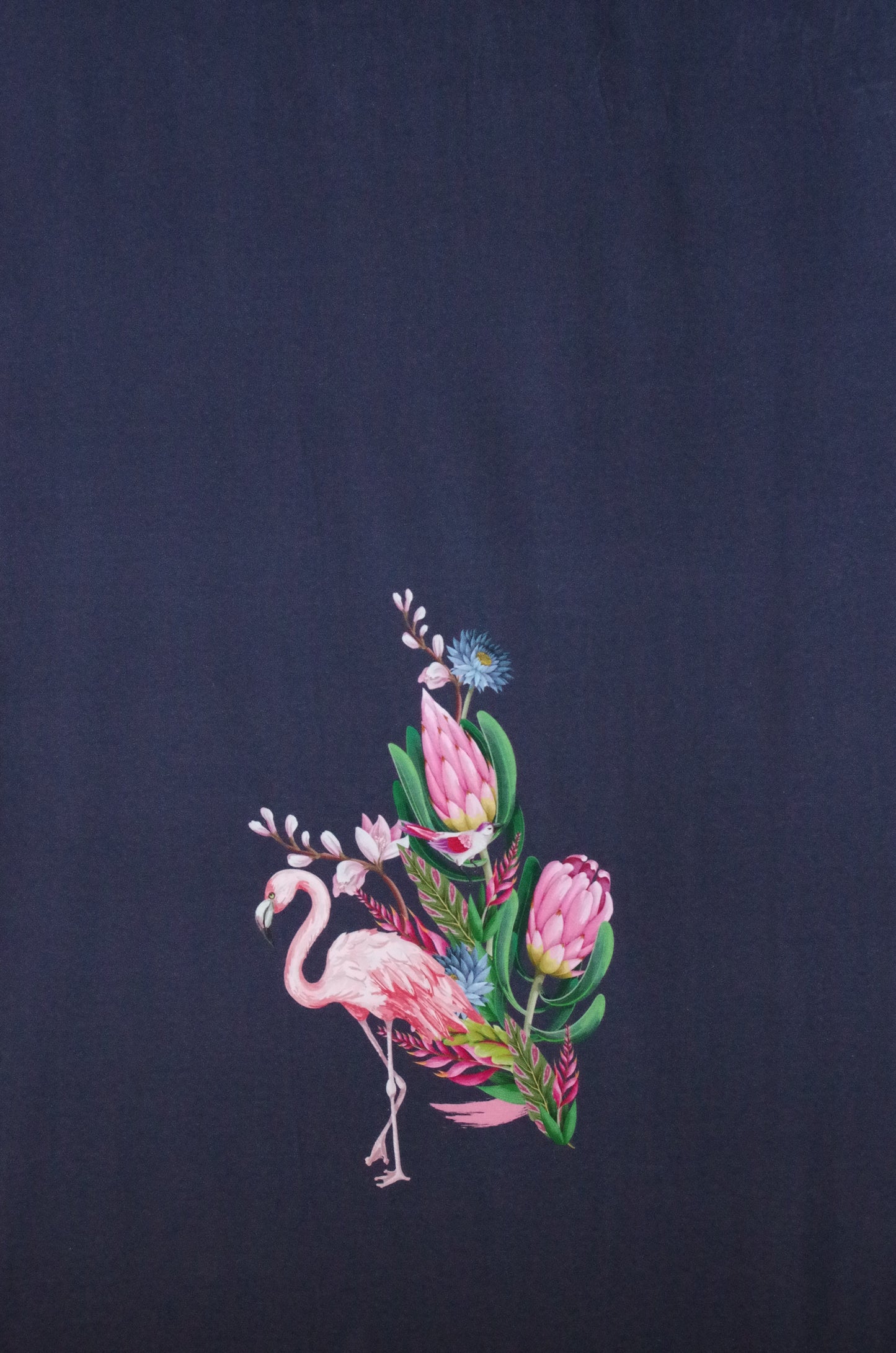 Stenzo 100% Cotton Oeko-Tex Fabric Panel - Pink Flamingo on Navy Blue - 60" x 47"