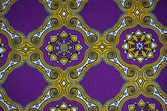 Vibrant Ankara Wax Print - Violet Lattice