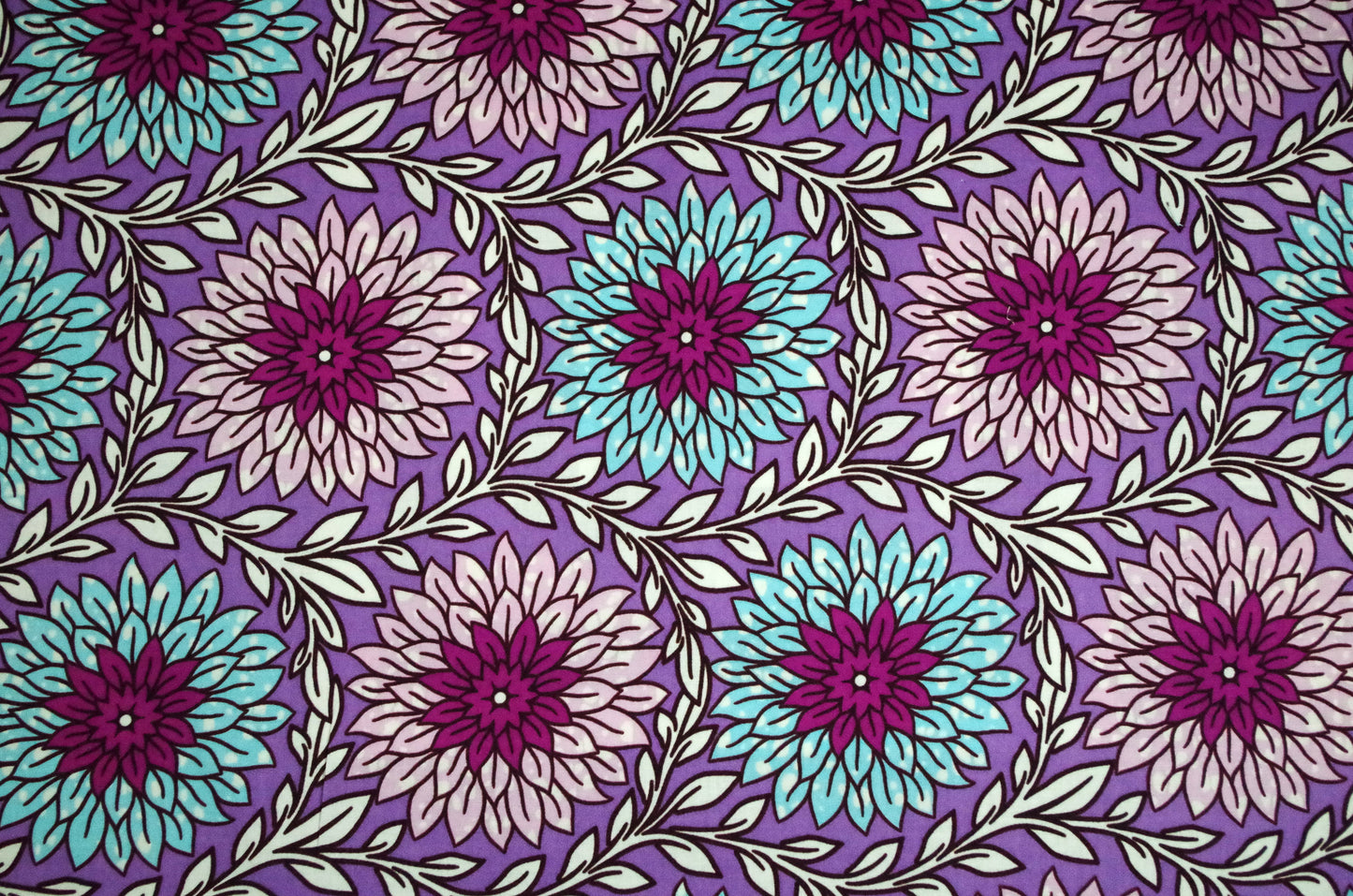Vibrant Ankara Wax Print - Purple Dahlia Bloom