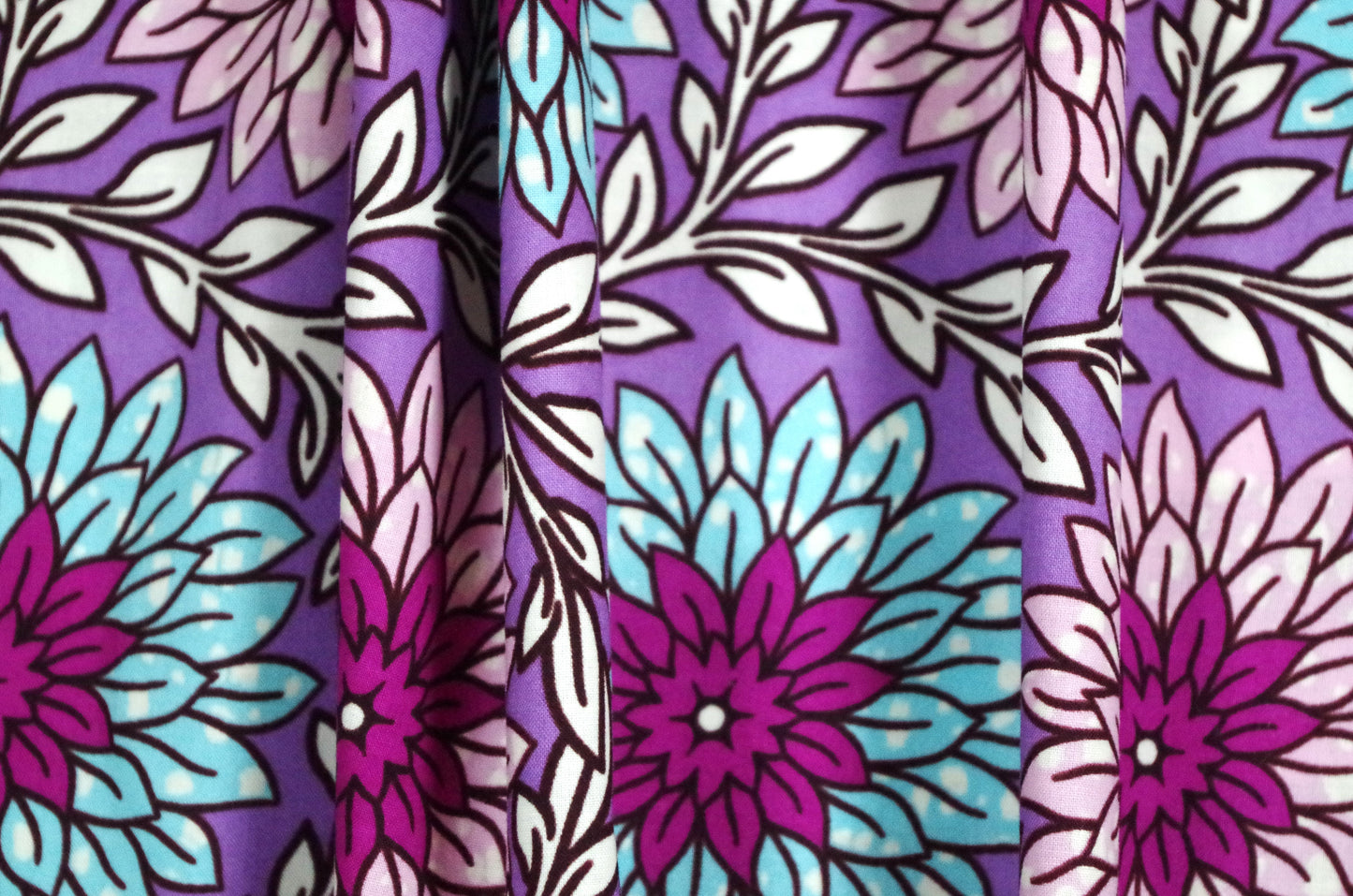 Vibrant Ankara Wax Print - Purple Dahlia Bloom