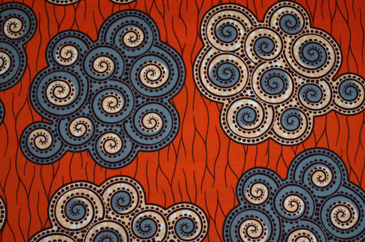 Vibrant Ankara Wax Print - Orange Cloud