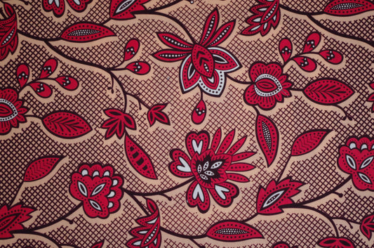 Vibrant Ankara Wax Print - Red Vines