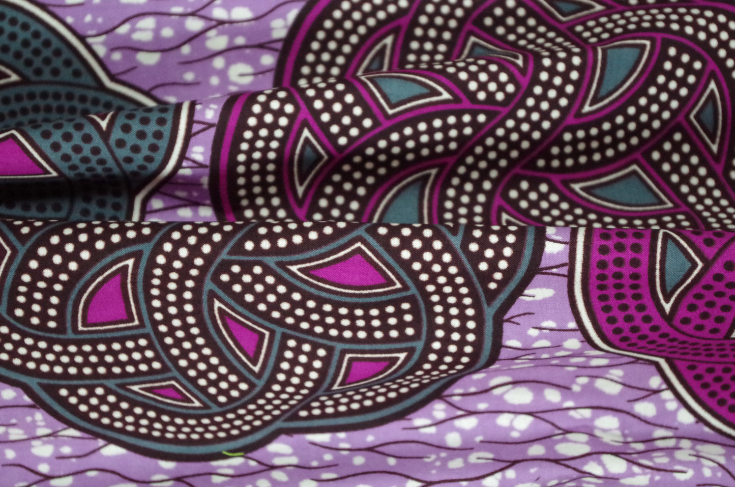 Vibrant Ankara Wax Print - Purple Medallions