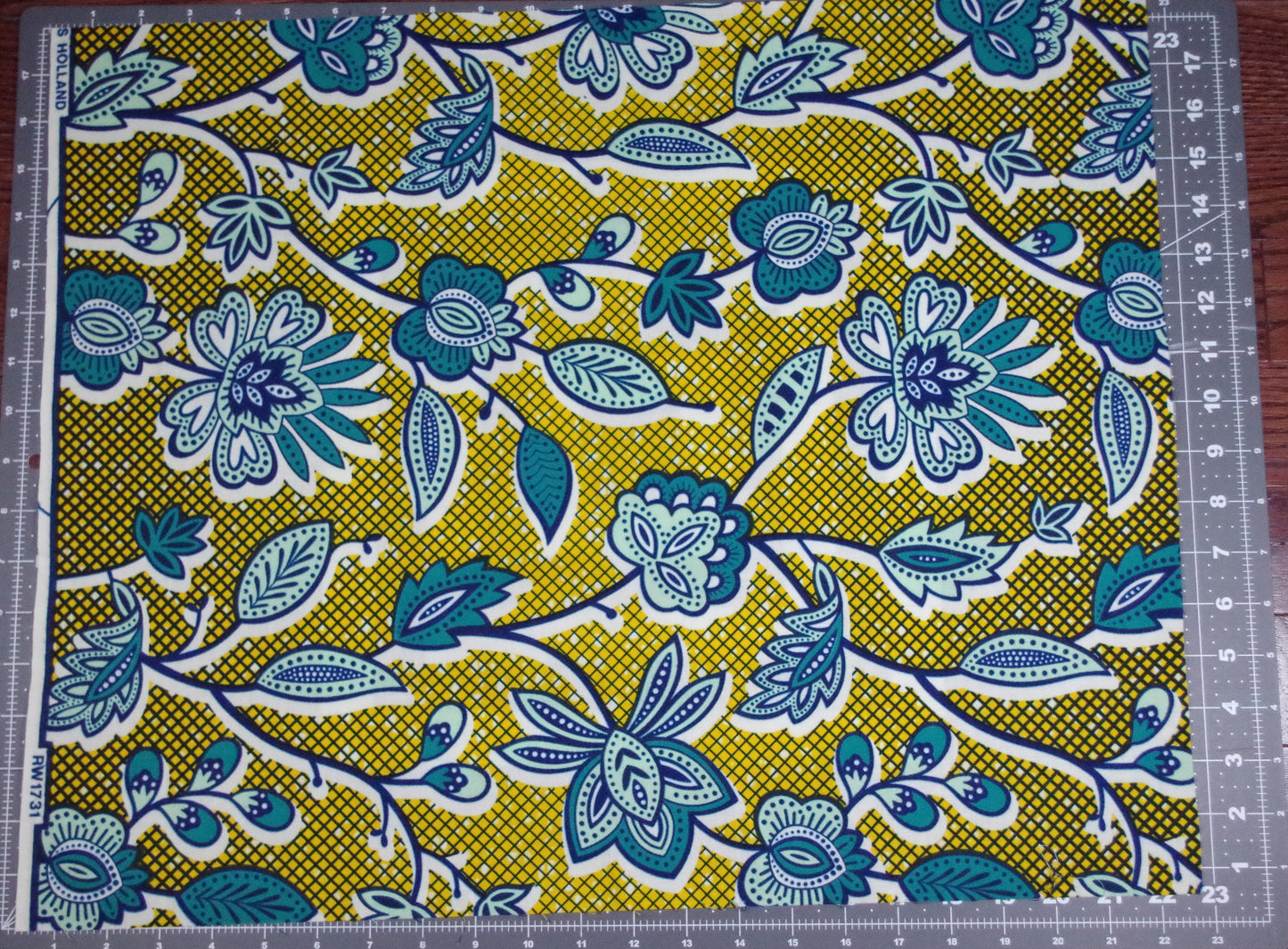 Vibrant Ankara Wax Print - Blue Vines on Yellow