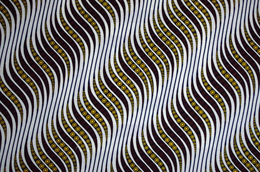 Vibrant Ankara Wax Print - Mini Beige Waves