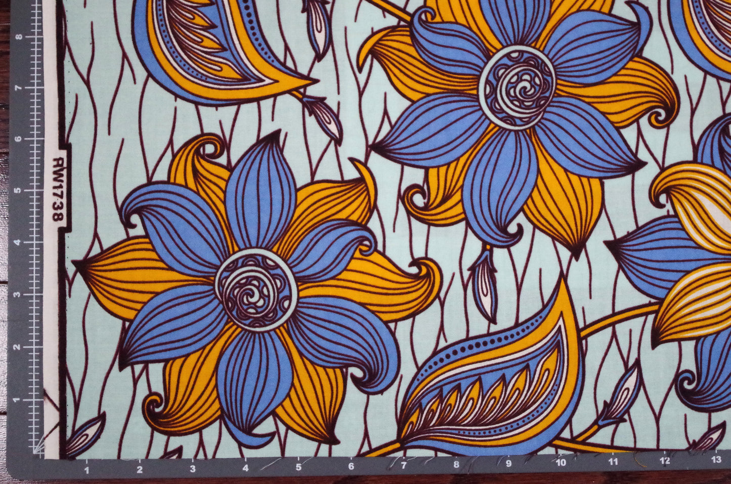 Vibrant Ankara Wax Print - Blue and Yellow Blooms