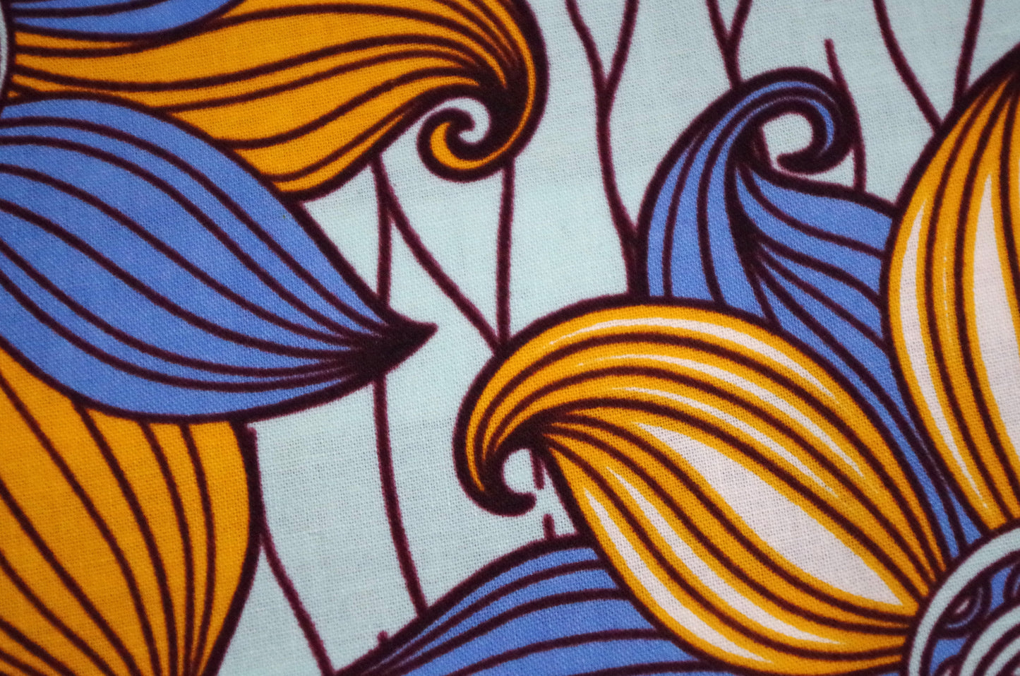 Vibrant Ankara Wax Print - Blue and Yellow Blooms