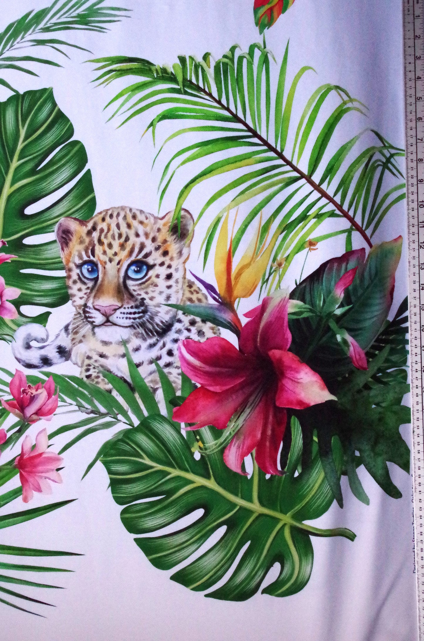 Stenzo 100% Cotton Oeko-Tex Fabric Panel - Cheetah and Zebra on White Background - 60" x 47"