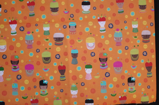 Qulting Cotton - Fat Quarter - Sewing Heads Orange